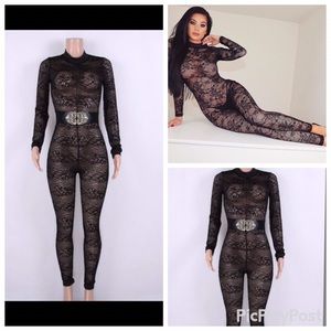New see-through Black sexy Jumpsuit sz M